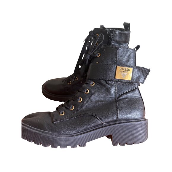 Guess Caleena Womens Black Ankle Combat Boots Size 8M - Picture 2 of 9